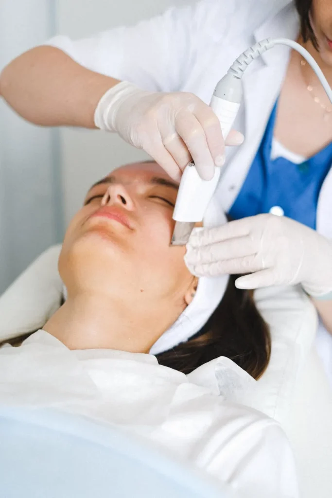 Skin care physicians consulting a patient