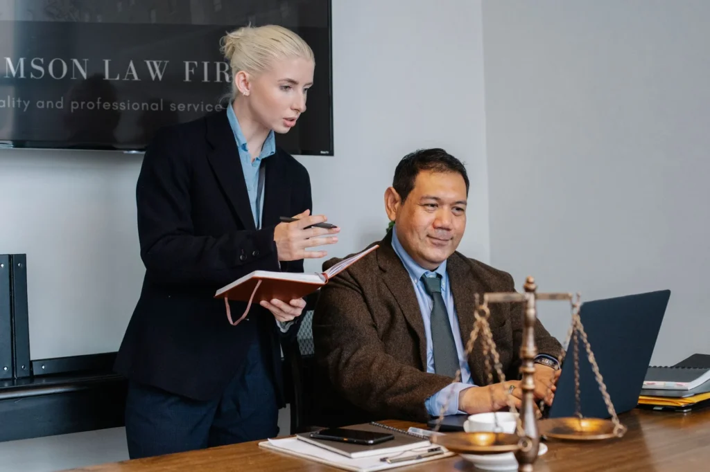 Family lawyer meeting with clients